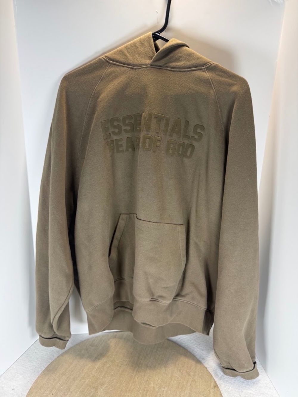 Fear of God Essentials Hoodie Medium Taupe Gray Tonal Logo Pullover